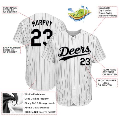 Custom White Black Pinstripe Black-Gray Authentic Baseball Jersey – Fiitg