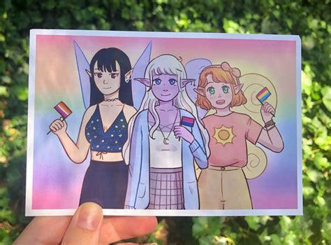 Gay Fairies With Pride Flags Cute Rainbow Mini Art Print Lesbian