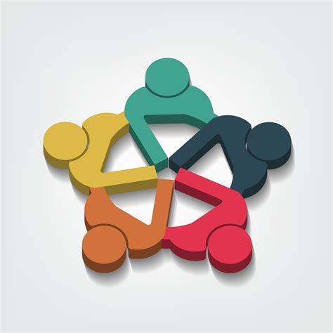 Group Of Five People Logo In A Circlepersons Teamwork Holding Point Of