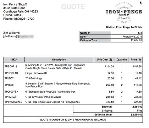 Fencing Estimate Template Fence Quote Template Fence Proposal