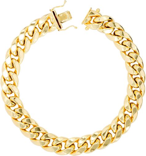 Nuragold Men S K Yellow Gold Mm Hollow Miami Cuban Link Chain