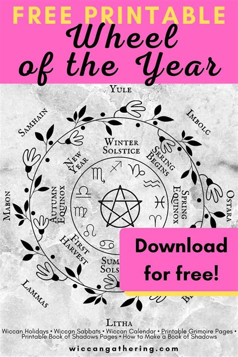 Free ★ Wheel Of The Year Printable Book Of Shadows Page Wiccan