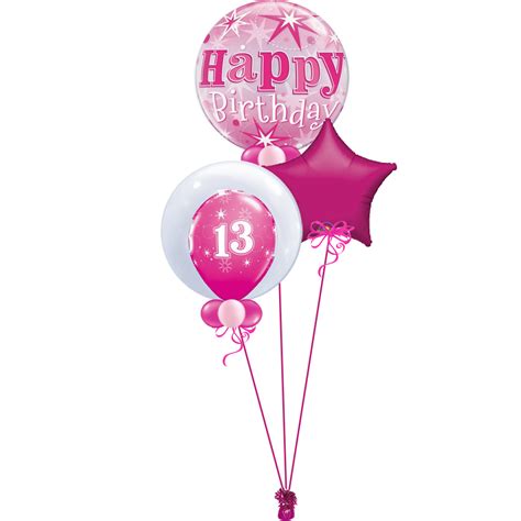 Pink Age 13 Bubble Bunch Magic Balloons