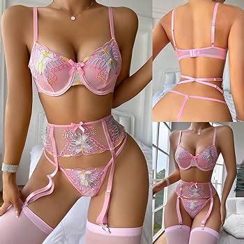 Womens Mesh Bra Set Sexy Open Crotch Lingerie Bikini G String Open