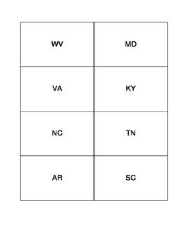 Southeast Region - State/Capital Flashcards, Matching Game by Jessica Hamilton