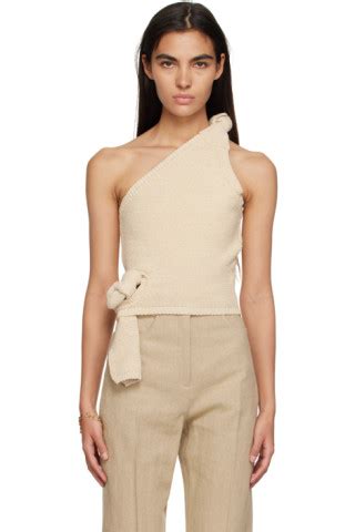 Off White Le Raphia La Maille Noeud Tank Top By JACQUEMUS On Sale