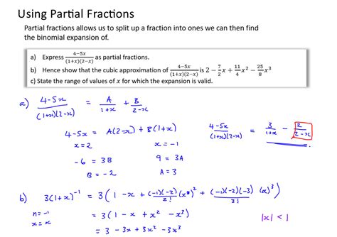 Solution Binomial Expansion Using Partial Fractions