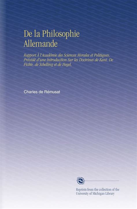 Amazon De la Philosophie Allemande Rapport À l Académie des