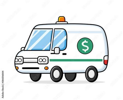 Cash In Transit Vehicle Isolated Money Delivery Van Truck Bank Car