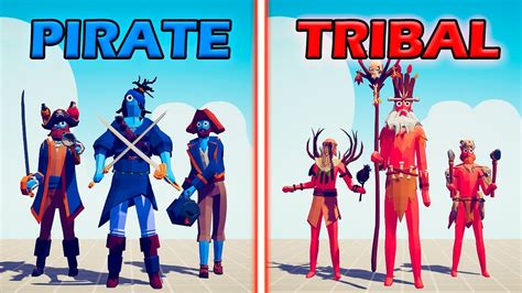 PIRATE TEAM Vs TRIBAL TEAM Totally Accurate Battle Simulator TABS