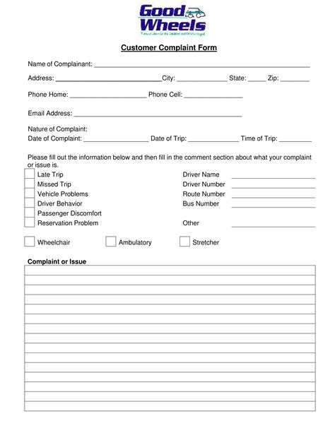 Customer Info Form Template