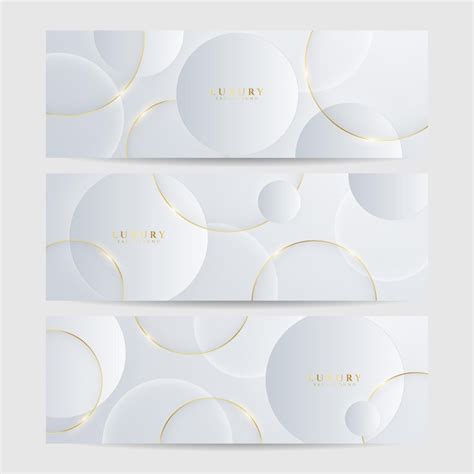 Premium Vector Set Of White And Gold Luxury Line Banner Background