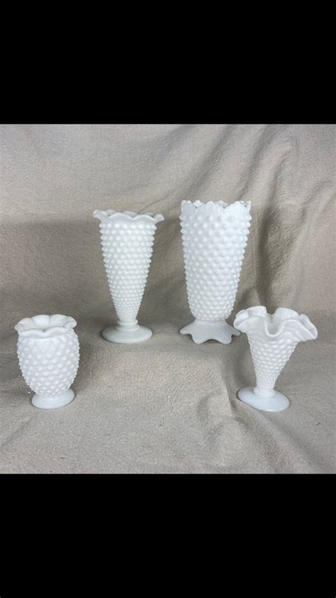 Fenton Hobnail White Milk Glass Vases Fenton Art Glass - Etsy