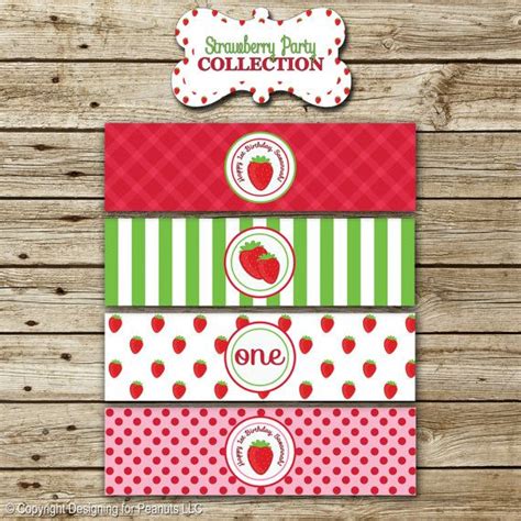 Strawberry Shortcake Inspired Water Bottle Labels Drink Labels