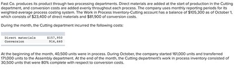 Solved Fast Co Produces Its Product Through Two Processing Chegg