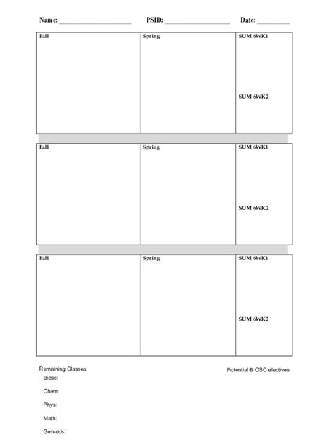 Fillable Online Biological Sciences Sample Schedule Fax Email Print