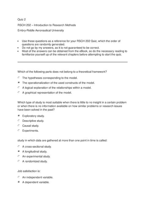 RSCH 202 Quiz 2 Bus Quiz 2 RSCH 202 Introduction To Research