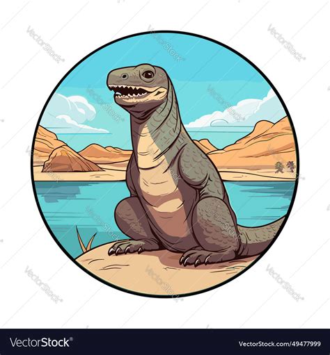 Komodo dragon cute funny cartoon kawaii colorful Vector Image