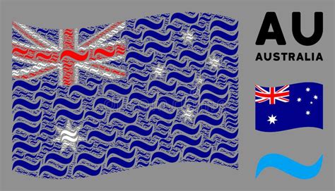 Waving Australia Flag Composition Of Water Wave Icons Stock Vector