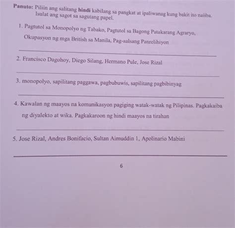 Solved Panuto Piliin Ang Salitang Hindi Kabilang Sa Pangkat At