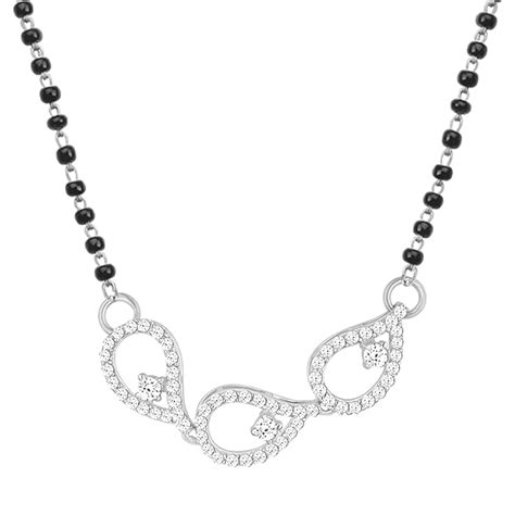 Giva Sterling Silver Heap Of Love Mangalsutra Black Bead Necklace