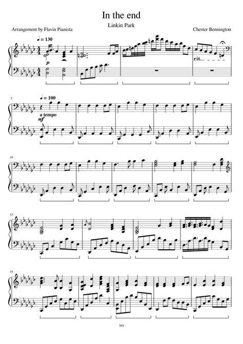 In The End Linkin Park Piano Sheet Sheet Music For Piano Solo