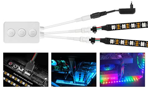 BTF LIGHTING LED RGB PC Light Strip 2PCs 19in Individually Addressable