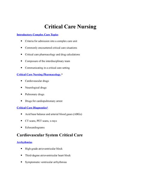 Critical Care Nursing Docx Critical Care Nursing Introductory Complex