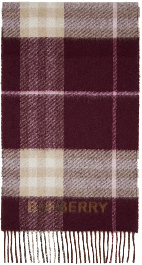 Burberry Burgundy Contrast Check Scarf Ssense