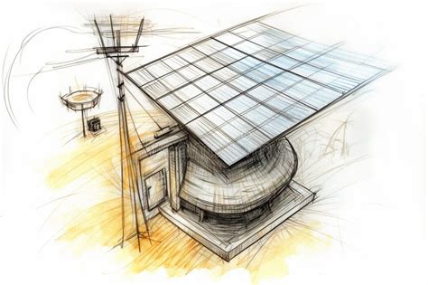 Solar Energy Conceptual Illustration, Hand Drawn Pencil Sketch. Generative AI Stock Illustration ...