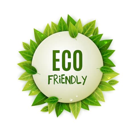 Premium Vector | Eco friendly round logo with green leaves