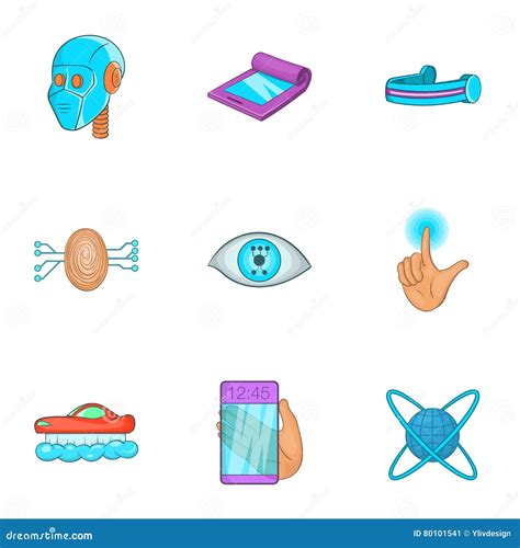 Device of Future Icons Set, Cartoon Style Stock Vector - Illustration