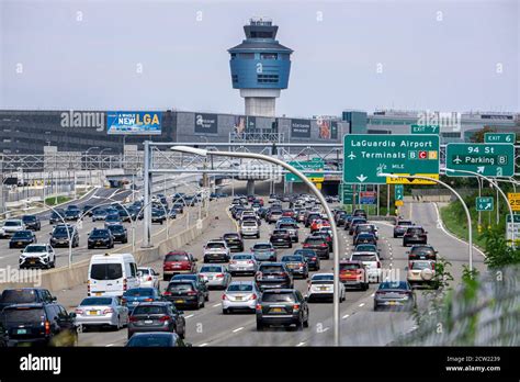 Traffic Car On The Highway Going To Laguardia Airport Air Traffic