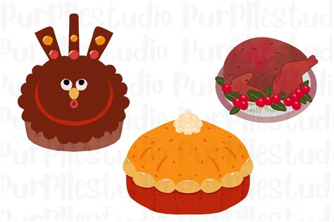 Thanksgiving Food Clipart Illustration Graphic by purpllestudio · Creative Fabrica