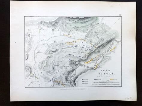 Alison & Johnston 1852 Battle Map Battle of Rivoli Italy Napoleon