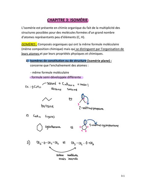 Chapitre Chimie Organique Chapitre Isom Rie Lisom Rie Est