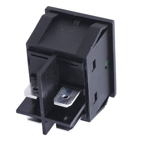 KCD4-201N-B on-of 30A (перемикач клавішний, rocker) 4 контакти, зелений ...