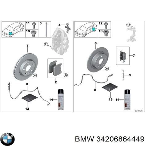 34206864449 BMW Conjunto De Muelles Almohadilla Discos Delanteros