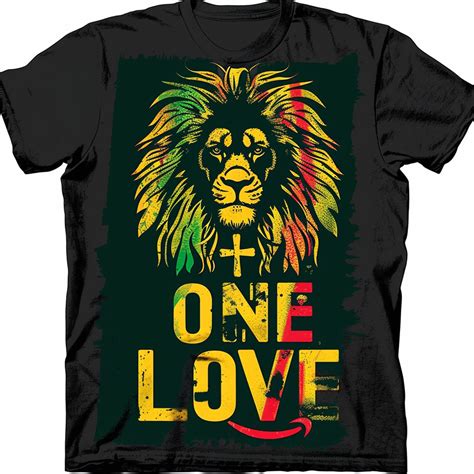 Rasta Lion One Love Tshirt Vintage Style Design Reggae Colors