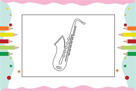 Saxophone Coloring Pages For Kid Graphic By Eyeizzstudio · Creative