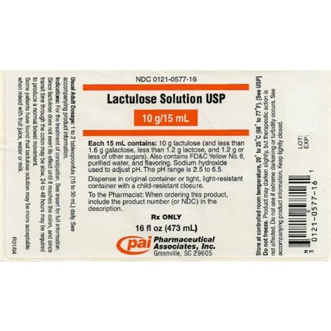 Lactulose Sol Syrup 10gm 15ml Rx Products