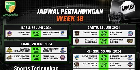 Jadwal Siaran Langsung Pekan 18 IBL Tokopedia 2024 Di Vidio 26 30 Juni