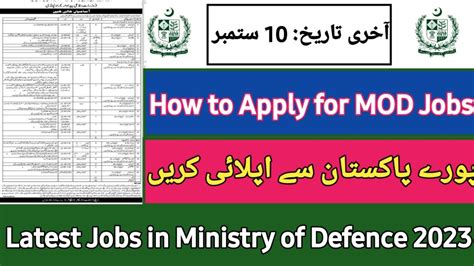 Govt Jobs In Wazarat Dafa Difa Mod Jobs Ministry Of