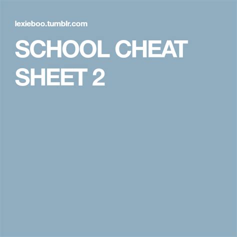 School Cheat Sheets