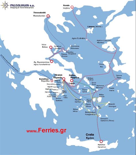 Hellenic Seaways Routes Map. HSW from Piraeus - Rafina - Volos - Crete ...