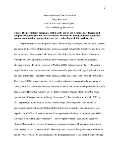 Pdf Intersectionality Of Social Identities