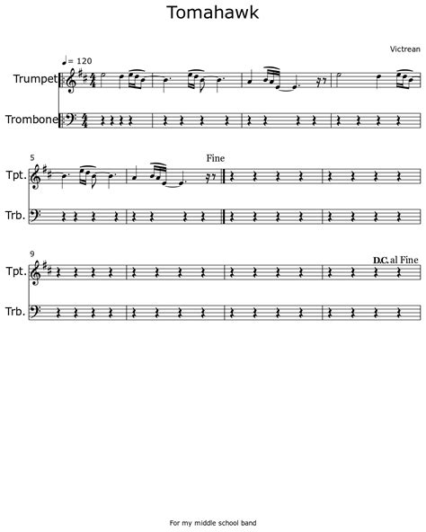 Tomahawk Sheet Music For Trumpet Trombone