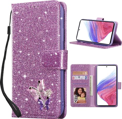 UEEBAI Wallet Case For Samsung Galaxy A53 5G Premium Sparkly Glitter