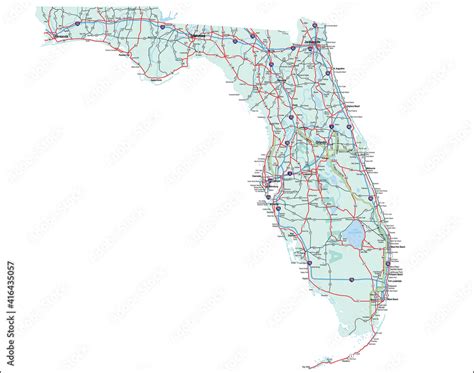 Florida State Interstate Map Stock Vector | Adobe Stock