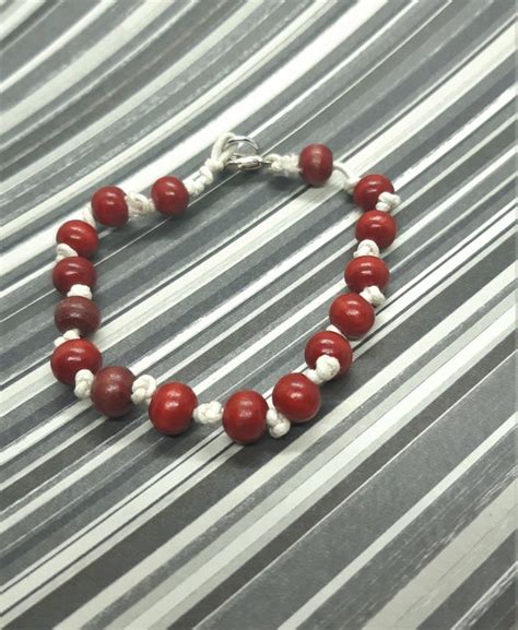 Beaded Bracelet Red Bracelet Red And White Bracelet Simple Etsy